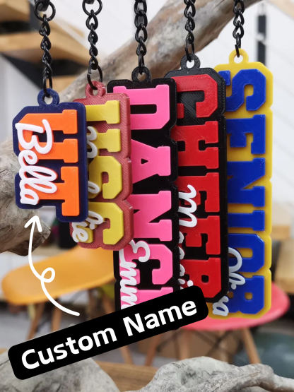 1 Piece Personalized Custom College High School Dance Graduation Grad Seniors Keychain Keyring Name 3D Printed Sports Team Backpack Tag
