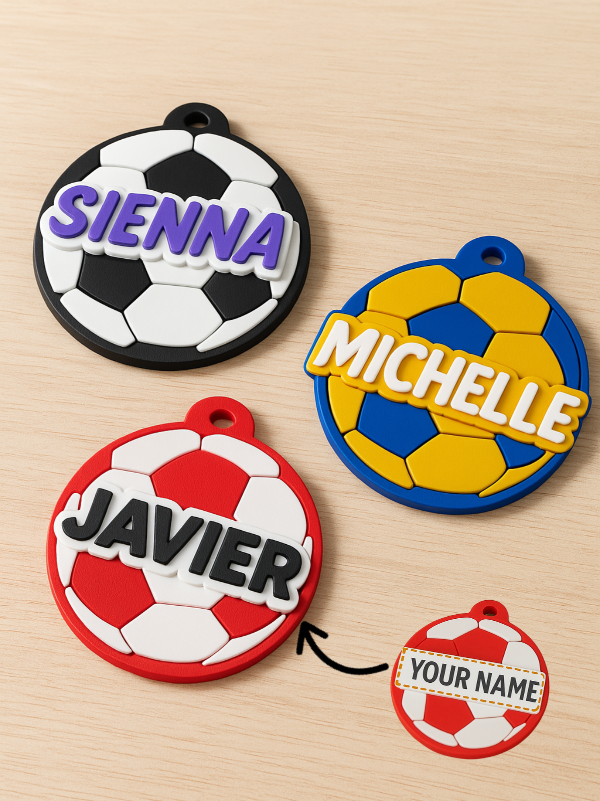 1 Piece Soccer Tough Bag Tag Personalized Soccer Bag Tag Custom Soccer Keychain Soccer Backpack Tag