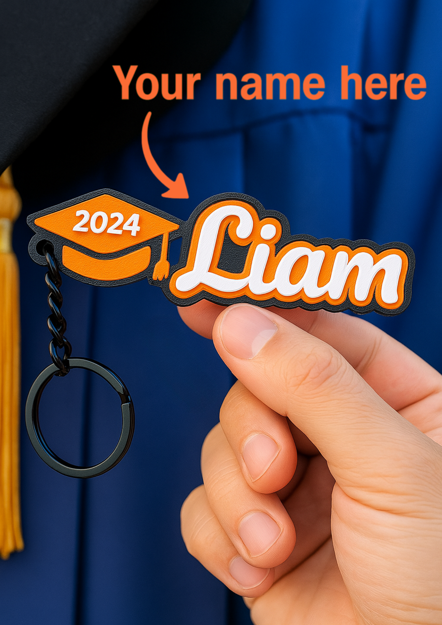 1 Piece Personalized Custom Graduation Grad Cap Seniors Class of 2024 2025 Keychain College High School Keychain Keyring Name 3D Printed Tag