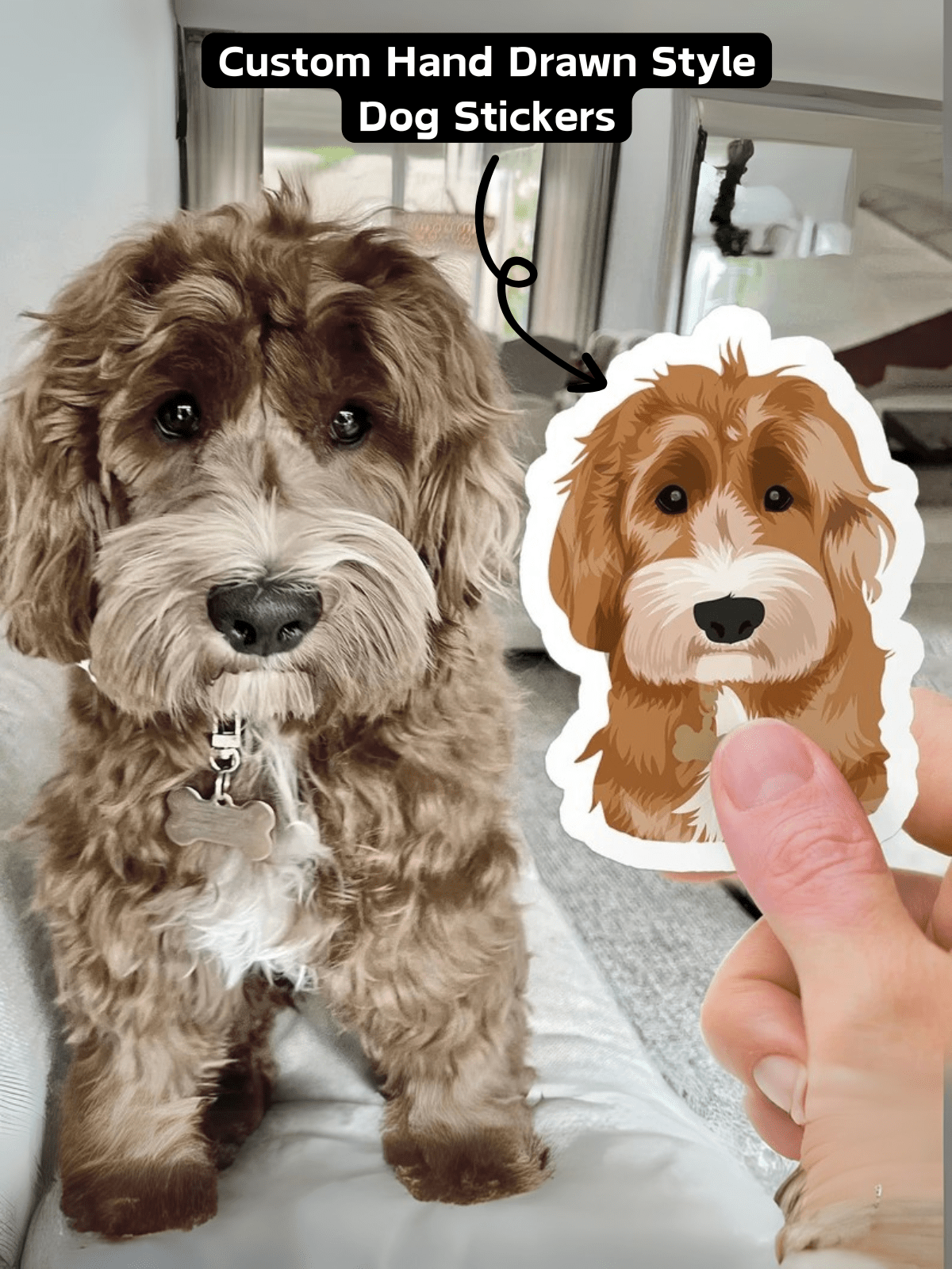 25 pcs Personalized Hand Drawn Dog Stickers, Custom Pet Stickers, Dog Face Stickers, Stickers of My Pet, Artisan Style Dog Portrait Color Oval Shape Waterproof Detail Decorative Pet Lover's Gift - Ideal for Birthdays, Anniversaries, Dog Lover Celebrations