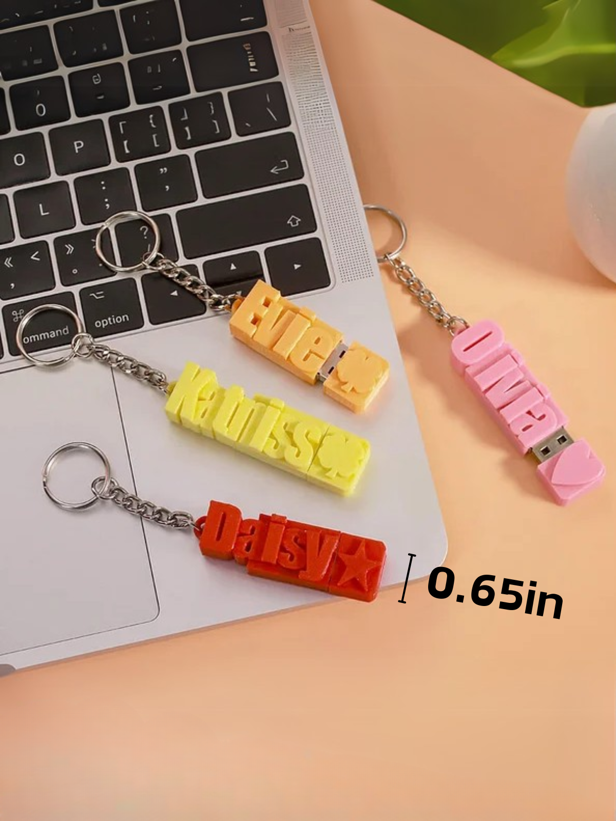 1 pcs Personalized 3D Name Keychain USB Flash Drive , Matte Finish,Compact Rectangular Shape,Keyring USB Storage Stick for Back to School, Birthday Gifts, Travel, Office, Everyday Use
