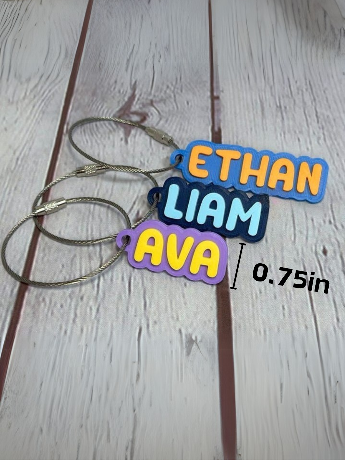 1 pcs Water Bottle Name Tag,Capital Letter Name Keychain,Small Name Tag With Wire,Personalized Name Tag,Bookbag Name Tag