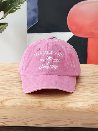 1 pcs Custom Girls Trip Hats, Miami Beach Hats, Outdoor Caps, Embroidered Palm Tree Hats, Party Hat, Women Hat, Bridal Party Gift