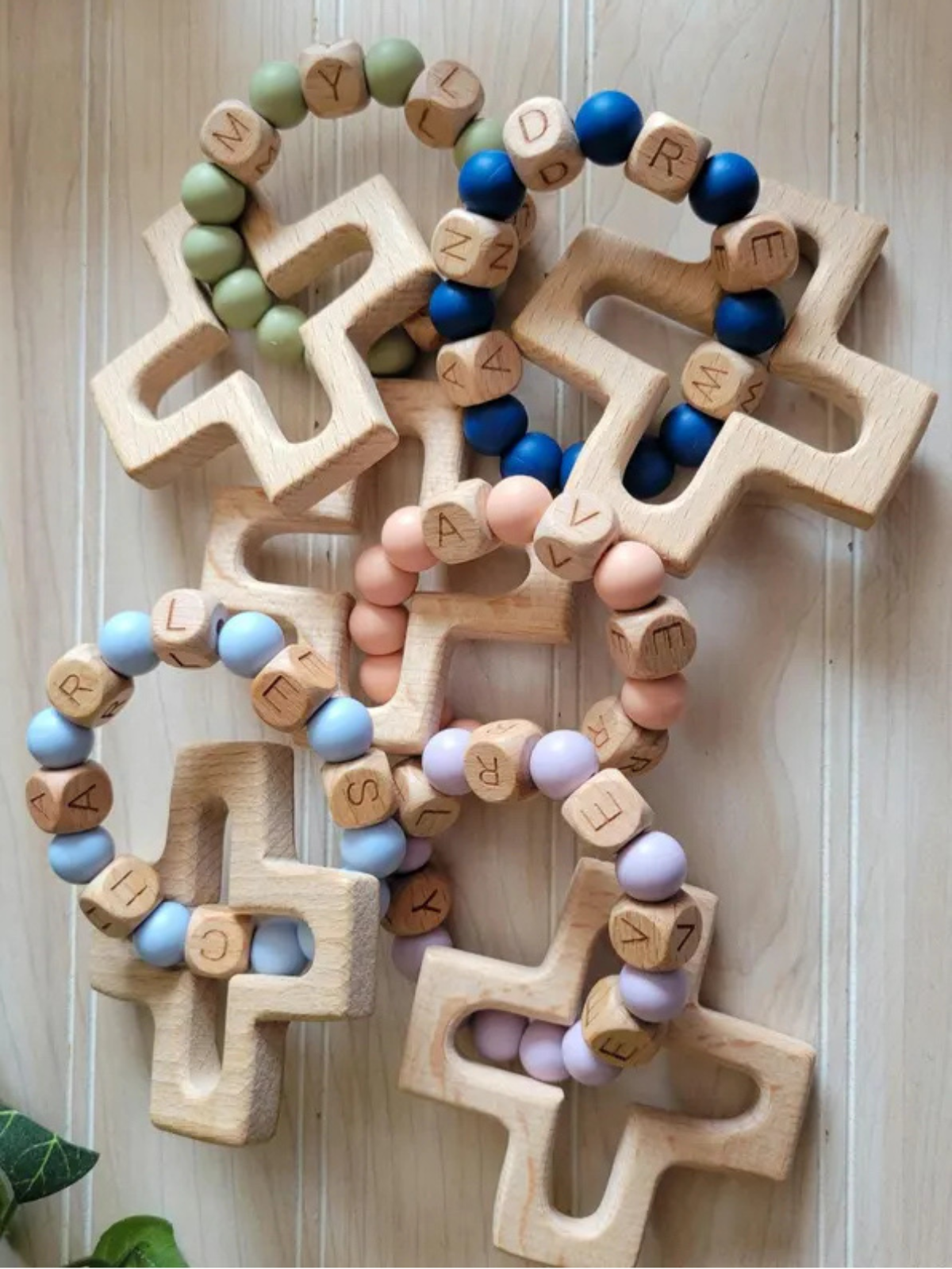 1 pcs Personalized Silicone Decade Rattle Rosary,Baptism Gift