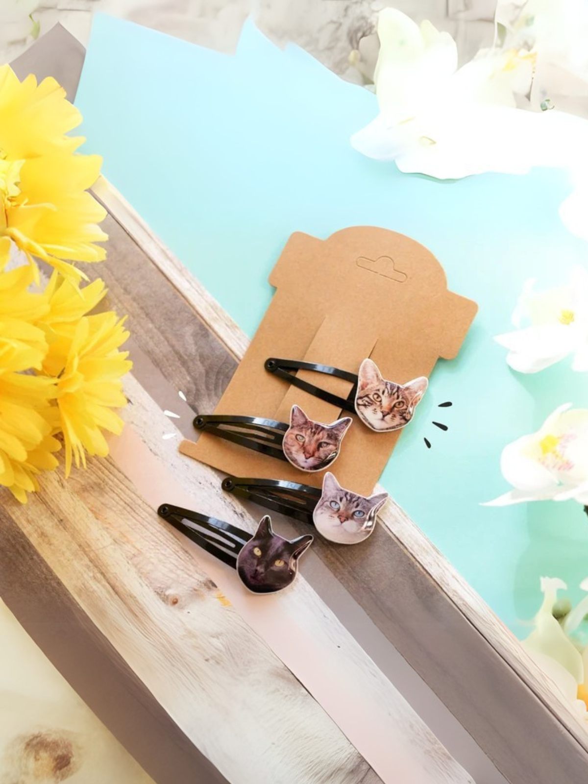 1 pcs Custom pet art hair clip- Mothers day gift- Mom gift for mothers day- Pet art- Custom pet memorial gift-Cat mom- dog mom gifts- gift for mom