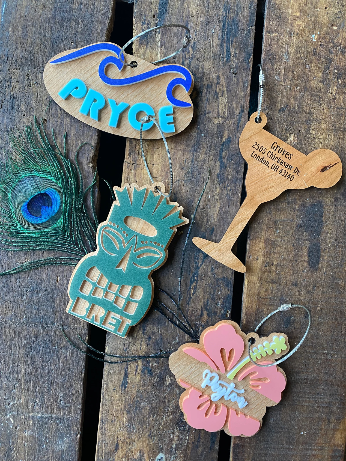1 pcs Hawaii Luggage Tag, Hibiscus Flower Keychain, Personalized Luggage Tag, Custom Bag Tag Suitcase, Backpack Name Tag, Summer Keychains