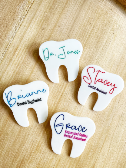 1 Piece Personalized Dental Name Tag, tooth pin, dental graduation gift, hygienist name badge, dental assistant gift, tooth tag, staff gift, dentist