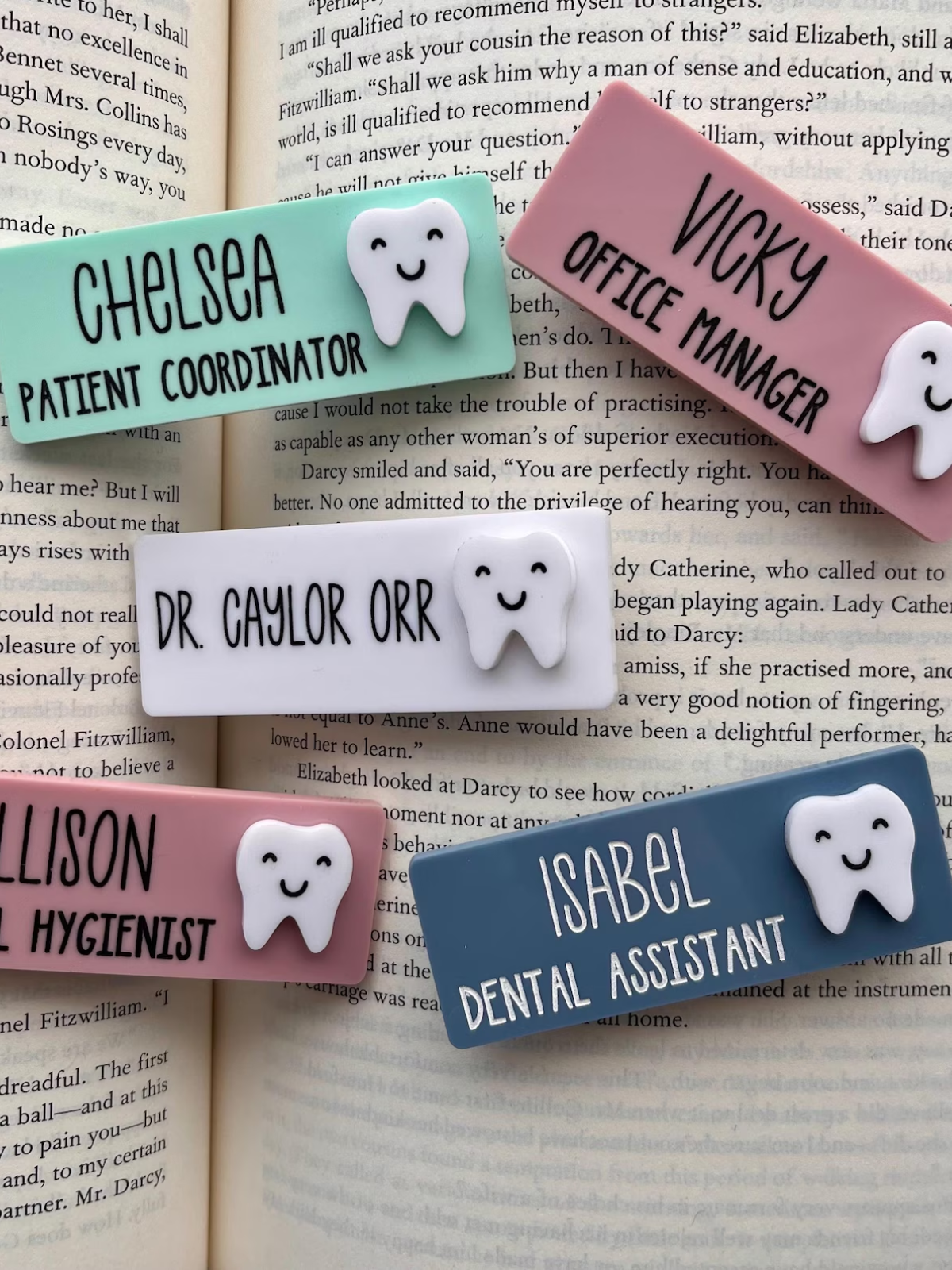 1 Piece Magnetic Name Tag - Dental Hygienist, Dentist, Dental Assistant, Dental Receptionist, dental office, dental clinic