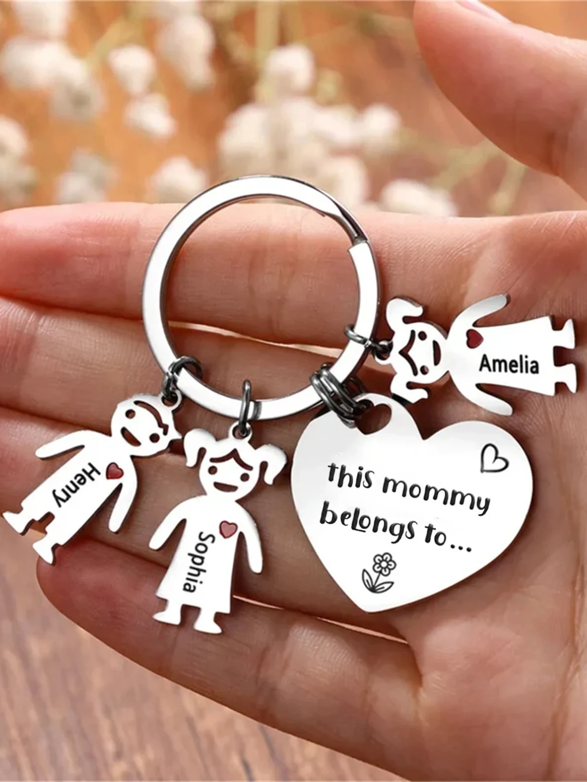 1 Piece This Mommy Daddy Belongs To... Keychain, Custom Family Keyring, Personalized Keyring, Kids Names Keychain, Mother's Day, Father's Day Gift
