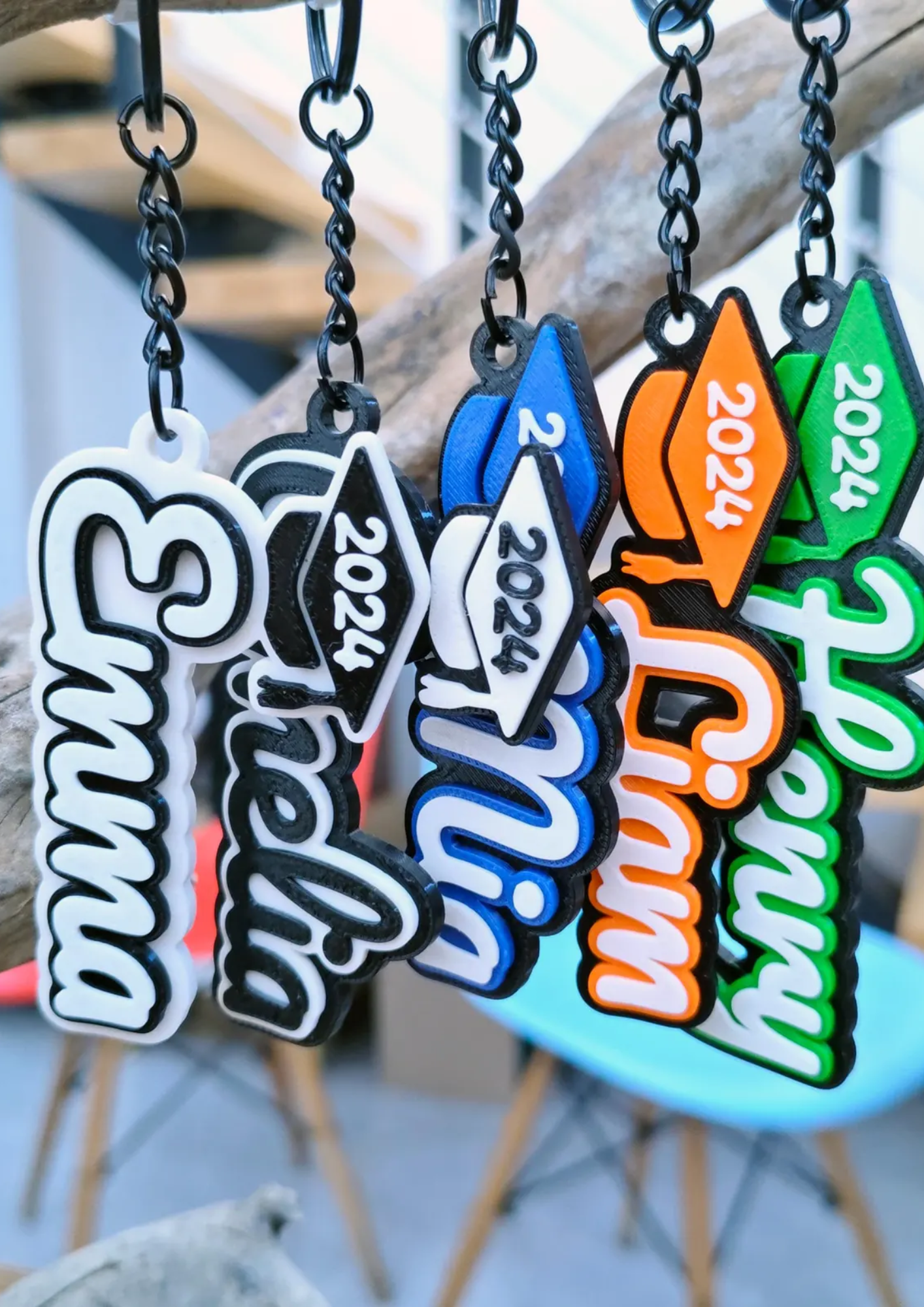 1 Piece Personalized Custom Graduation Grad Cap Seniors Class of 2024 2025 Keychain College High School Keychain Keyring Name 3D Printed Tag