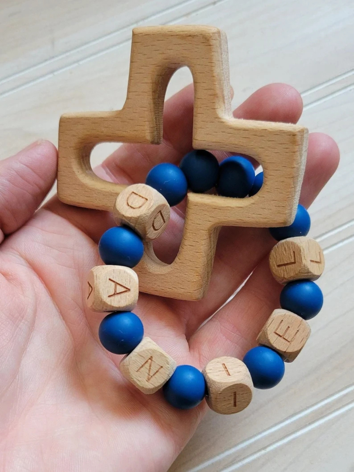 1 pcs Personalized Silicone Decade Rattle Rosary,Baptism Gift