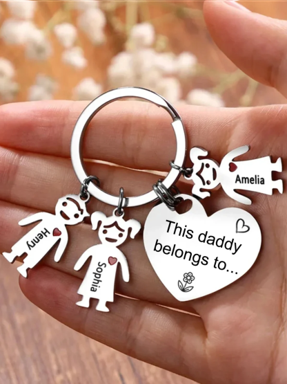 1 Piece This Mommy Daddy Belongs To... Keychain, Custom Family Keyring, Personalized Keyring, Kids Names Keychain, Mother's Day, Father's Day Gift