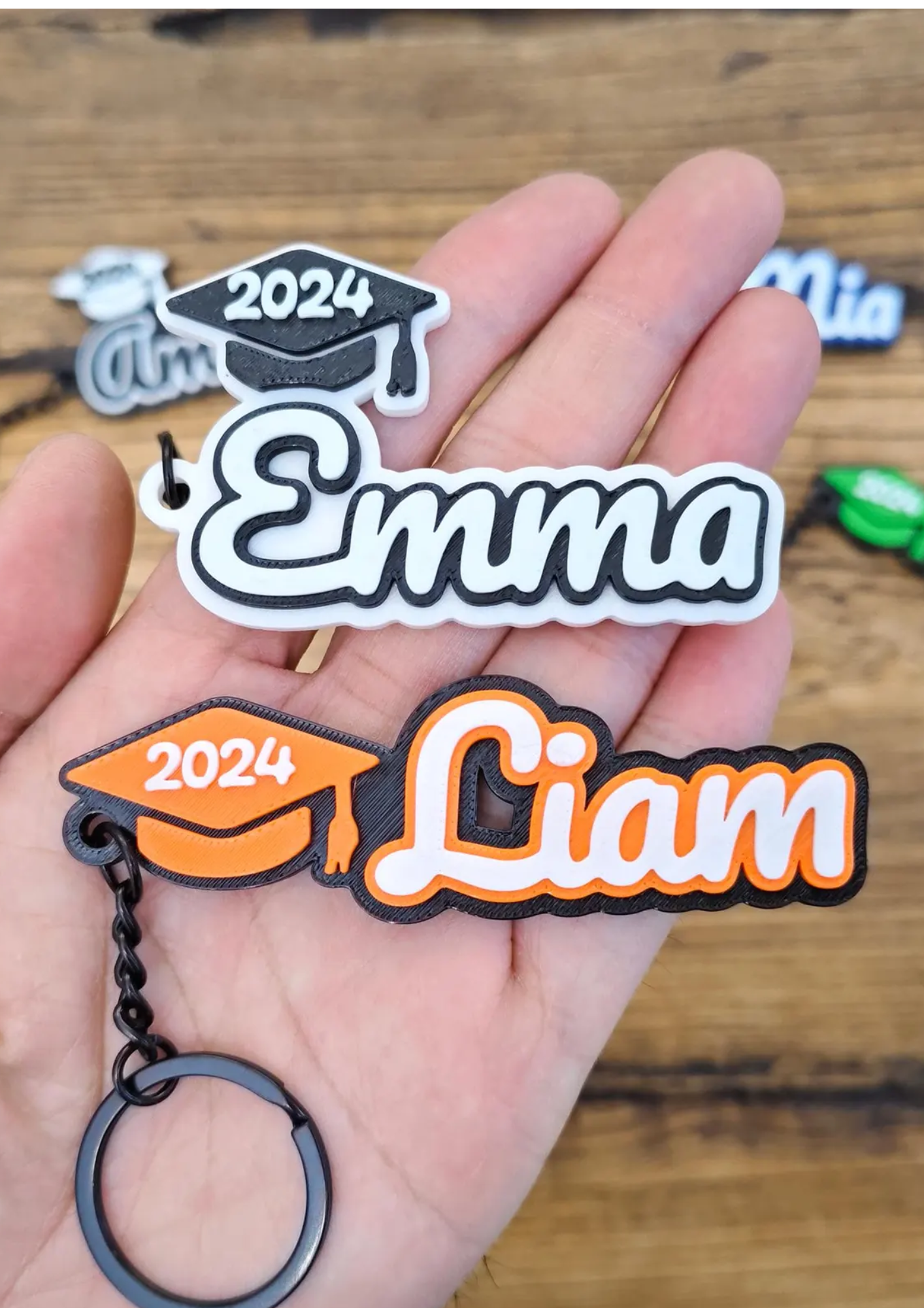 1 Piece Personalized Custom Graduation Grad Cap Seniors Class of 2024 2025 Keychain College High School Keychain Keyring Name 3D Printed Tag