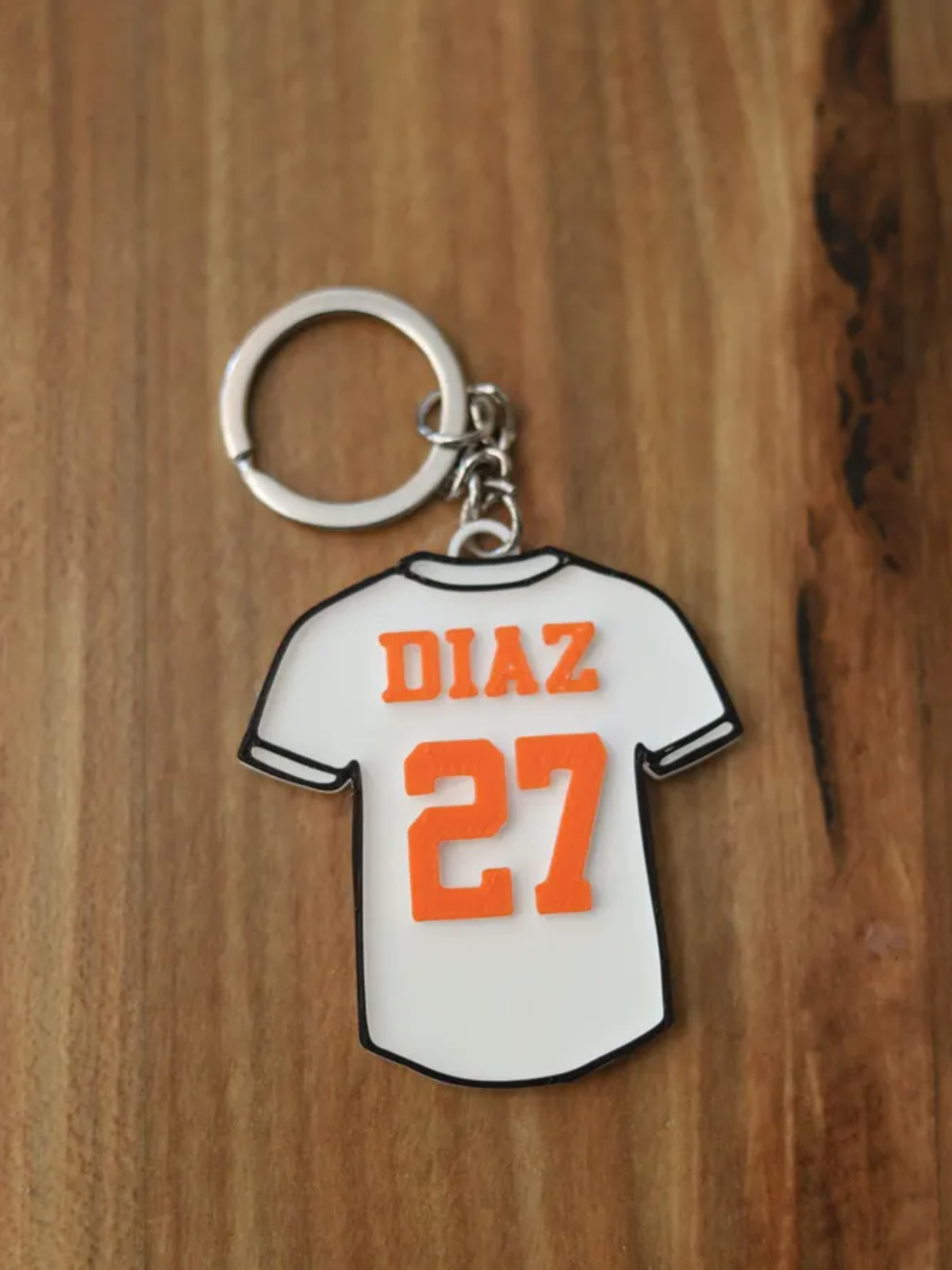 1-Pack Customizable 3D Printed Plastic Keychain Bag Tag, Sports Jersey Shaped Personalized Name & Number Gift for Team Players Fans Birthdays Game Day Souvenirs