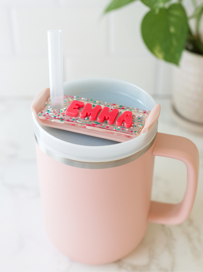 1 pcs Personalized Tumbler Name Tag, 20 oz 40 oz Tumbler Plate Topper, Tumbler Lid Tag, Custom Tumbler Tag, Acrylic Name Tag, Acrylic Name Plate