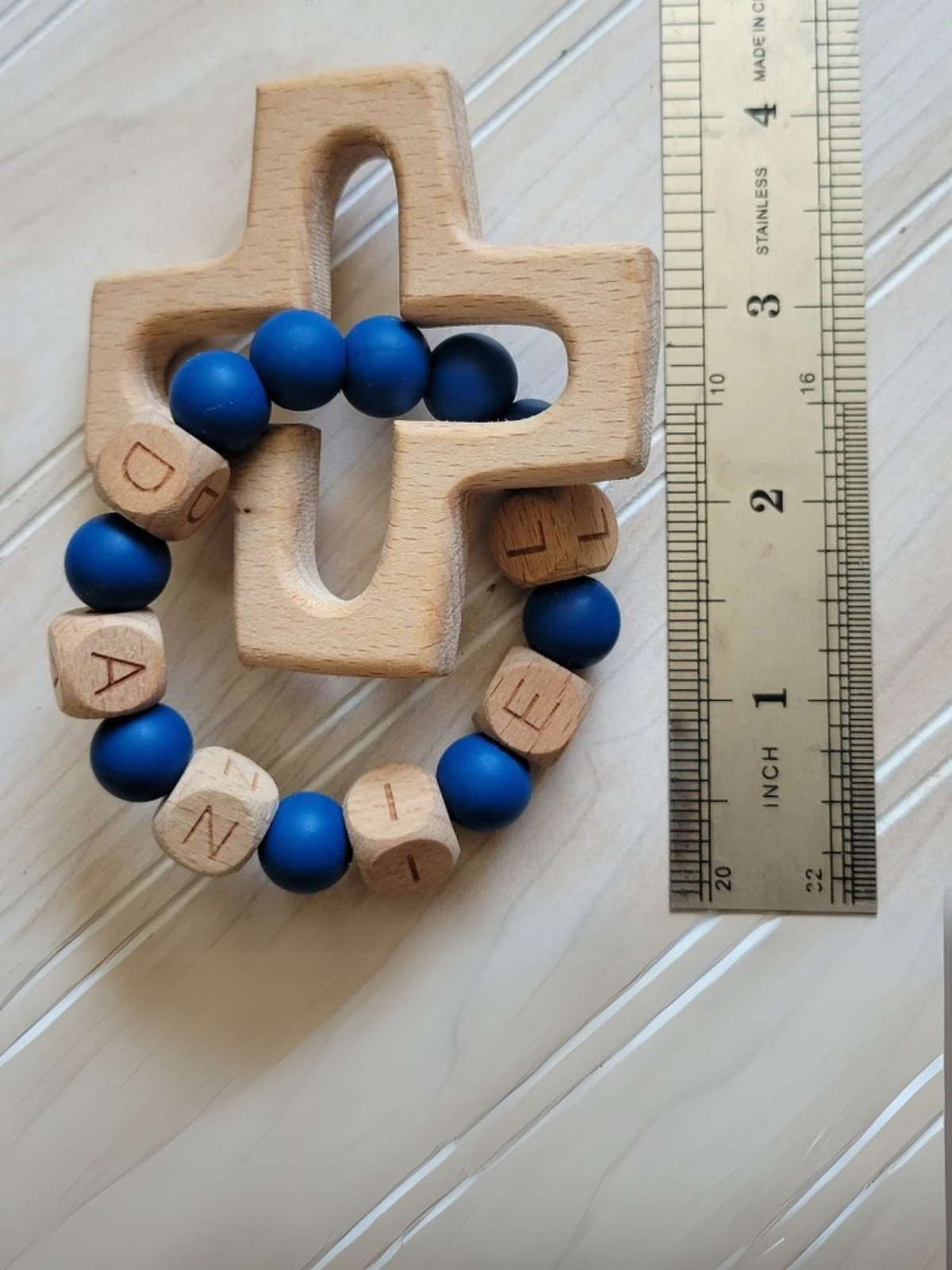 1 pcs Personalized Silicone Decade Rattle Rosary,Baptism Gift