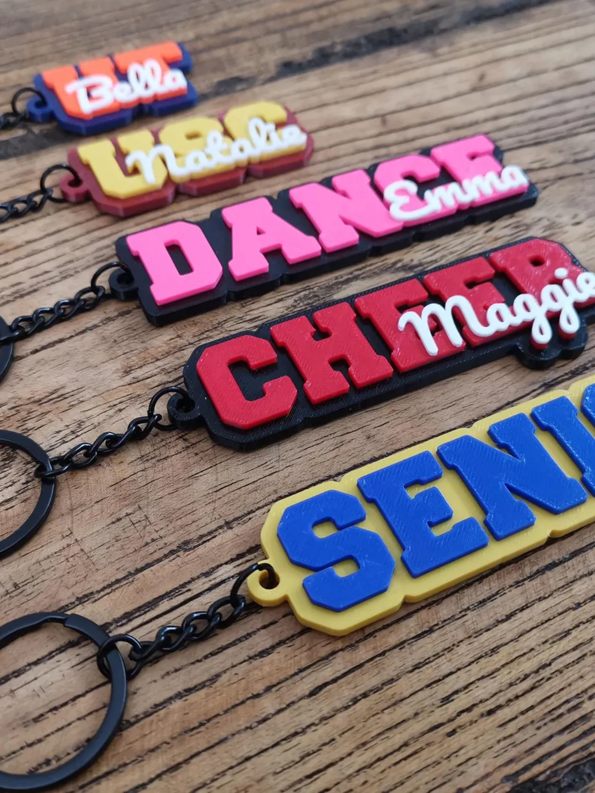 1 Piece Personalized Custom College High School Dance Graduation Grad Seniors Keychain Keyring Name 3D Printed Sports Team Backpack Tag