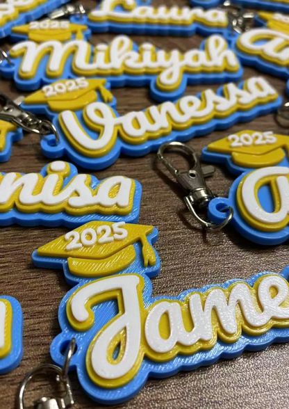 1 Piece Personalized Custom Graduation Grad Cap Seniors Class of 2024 2025 Keychain College High School Keychain Keyring Name 3D Printed Tag