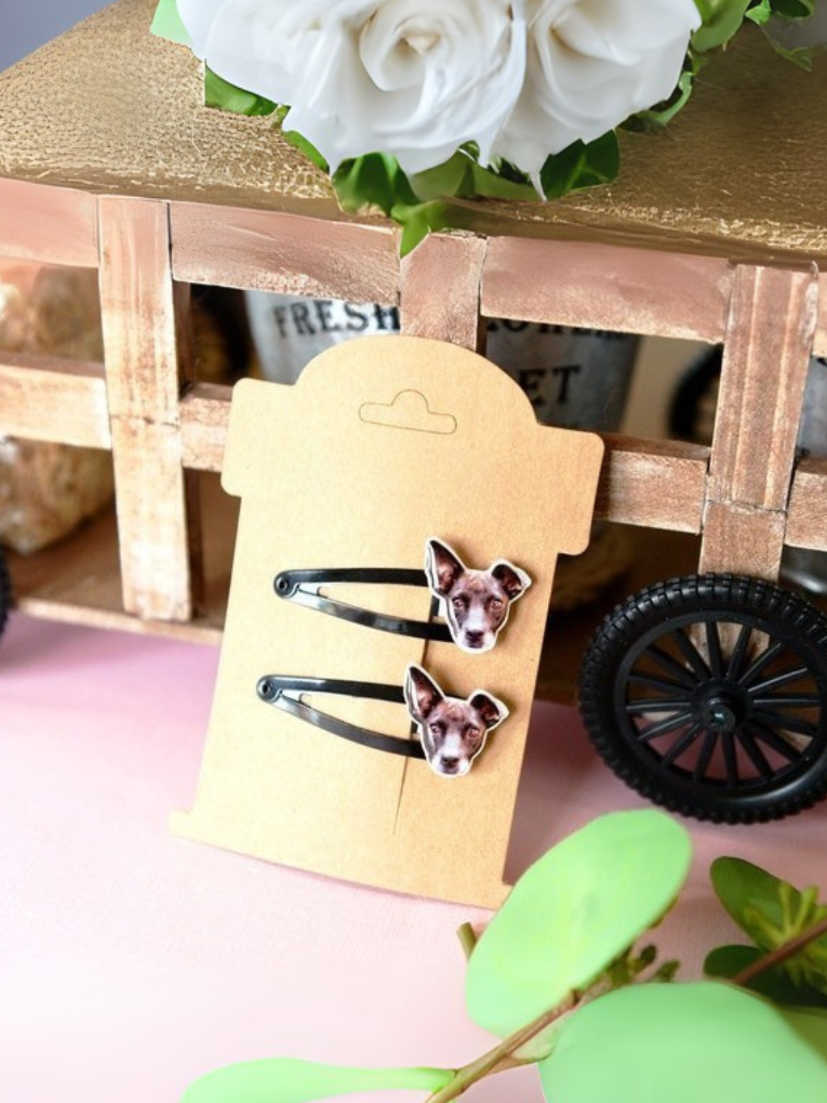 1 pcs Custom pet art hair clip- Mothers day gift- Mom gift for mothers day- Pet art- Custom pet memorial gift-Cat mom- dog mom gifts- gift for mom