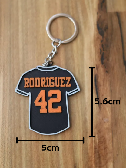 1-Pack Customizable 3D Printed Plastic Keychain Bag Tag, Sports Jersey Shaped Personalized Name & Number Gift for Team Players Fans Birthdays Game Day Souvenirs