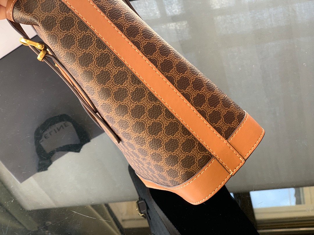 CELINE セリーヌ マカダム ブラウン バケツ トートバッグ 