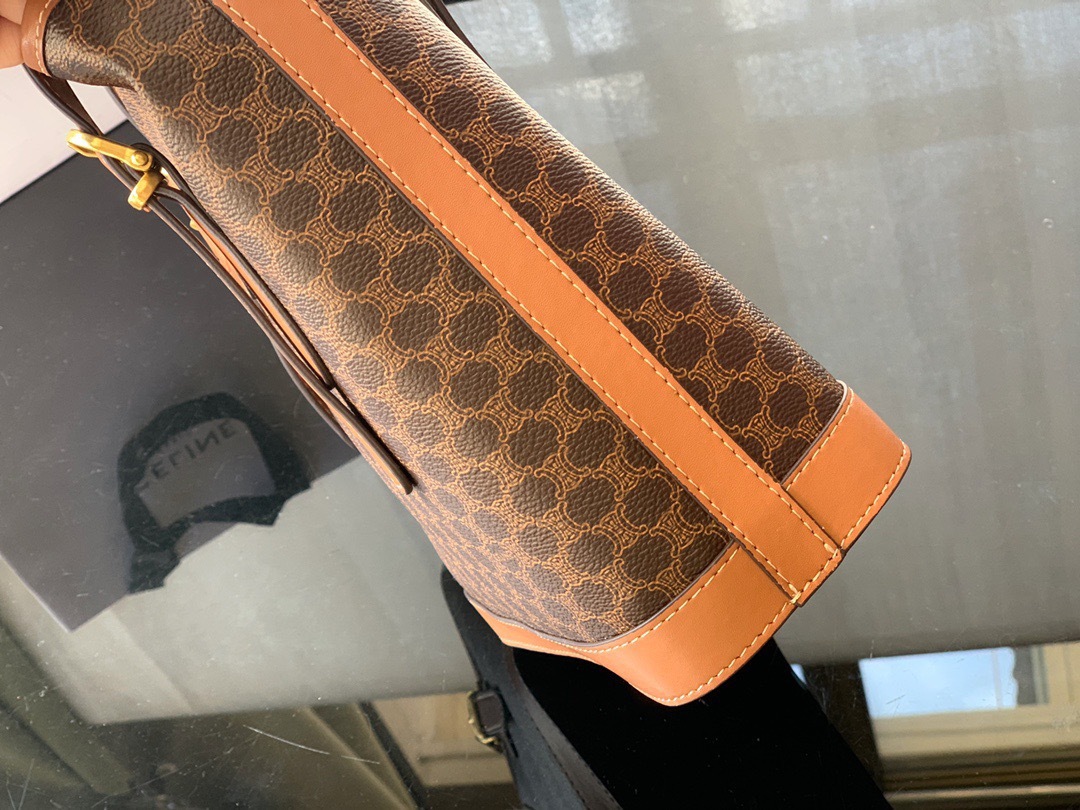 CELINE セリーヌ マカダム ブラウン バケツ トートバッグ 