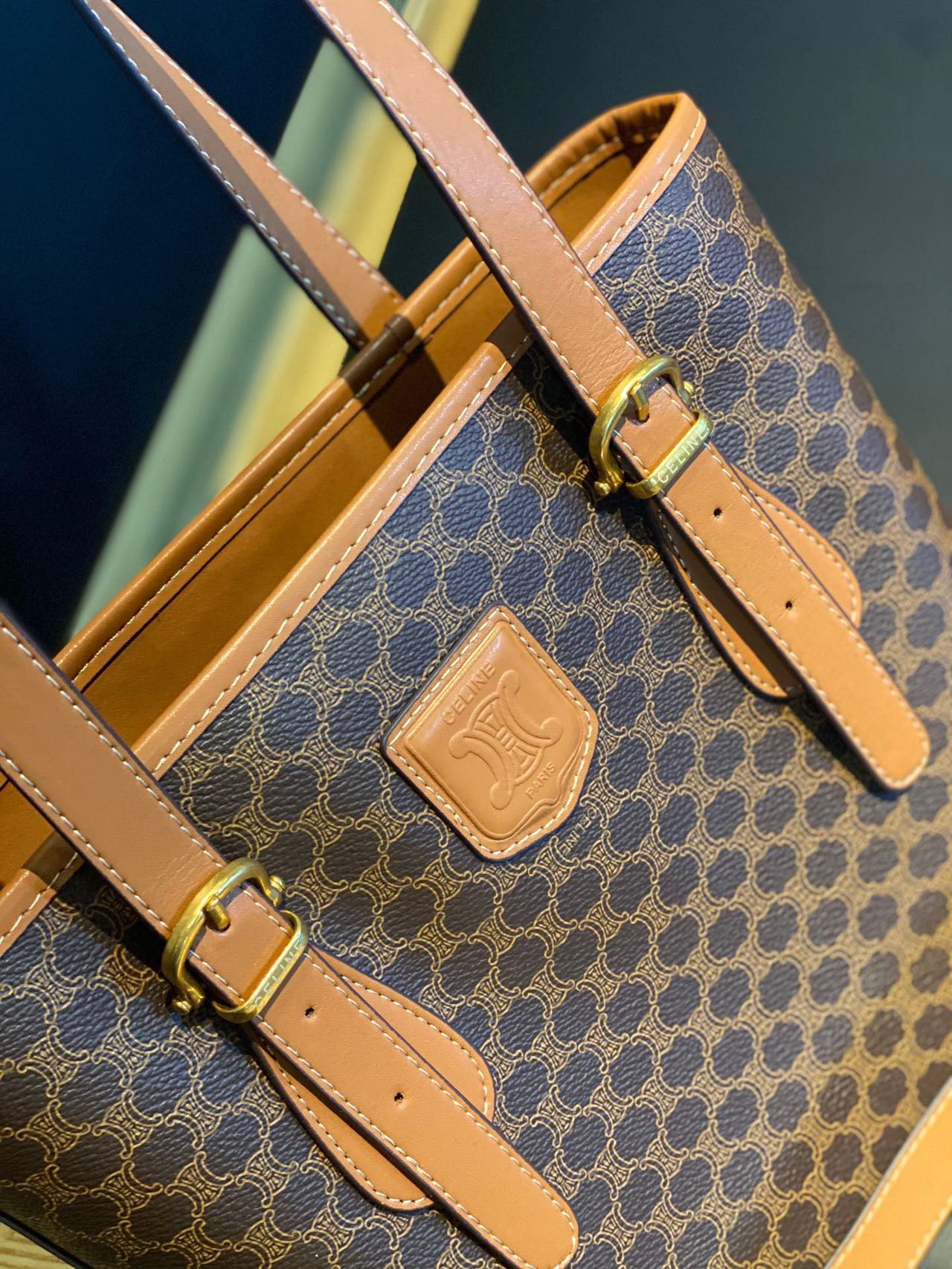 CELINE セリーヌ マカダム ブラウン バケツ トートバッグ 