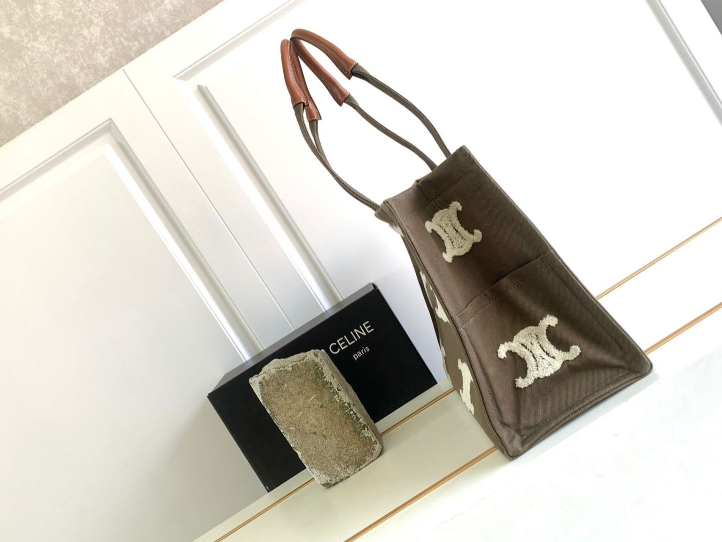 CELINE♡Large Cabas Tote Bag♡Khaki/Tan