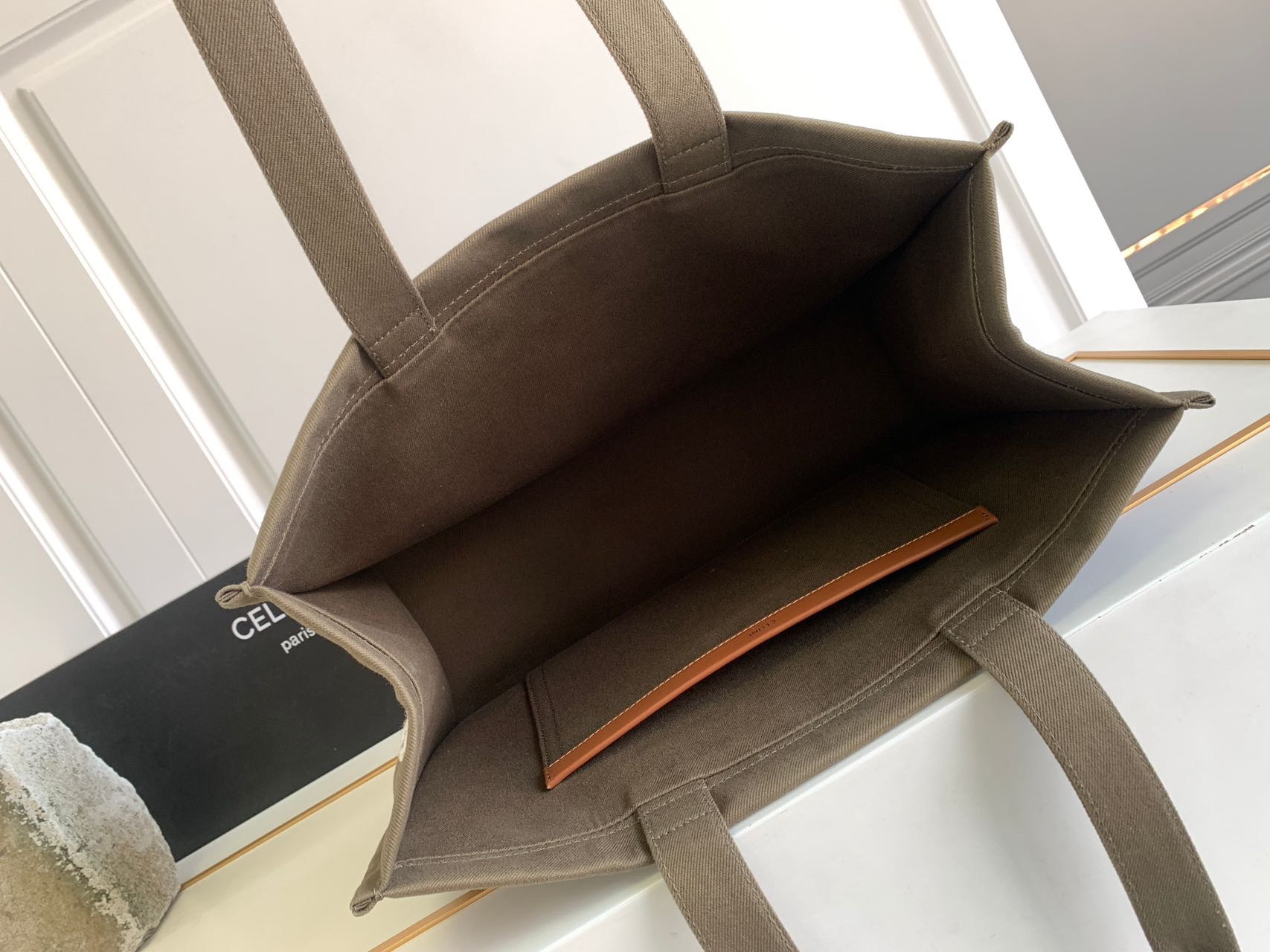 CELINE♡Large Cabas Tote Bag♡Khaki/Tan