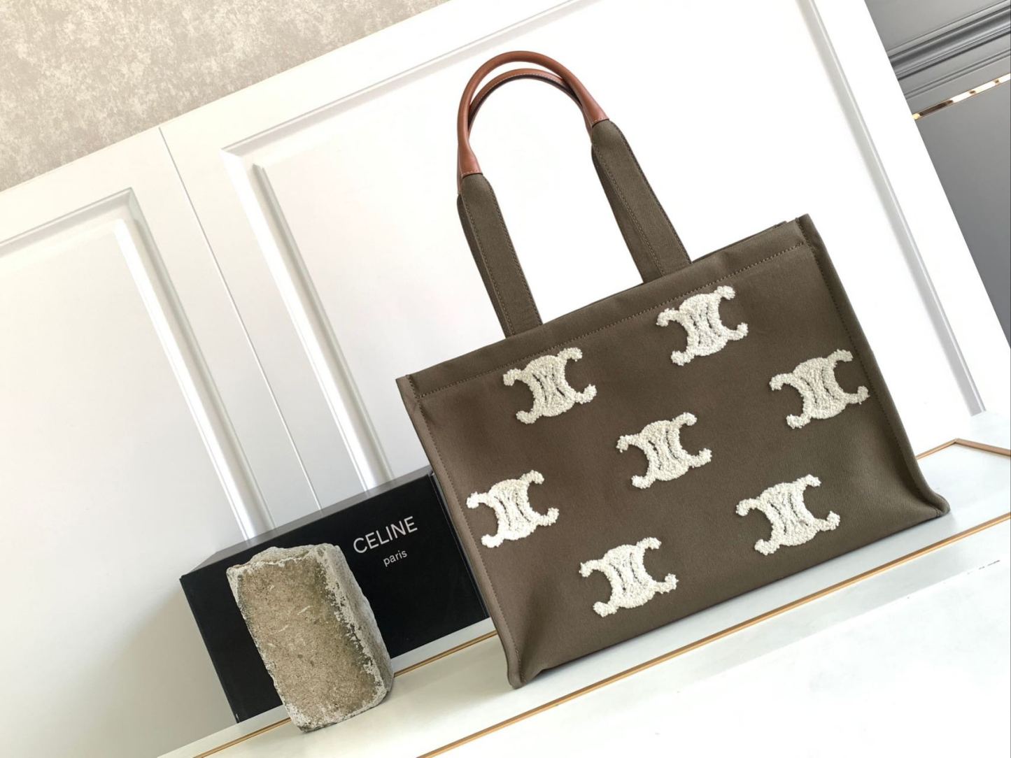 CELINE♡Large Cabas Tote Bag♡Khaki/Tan