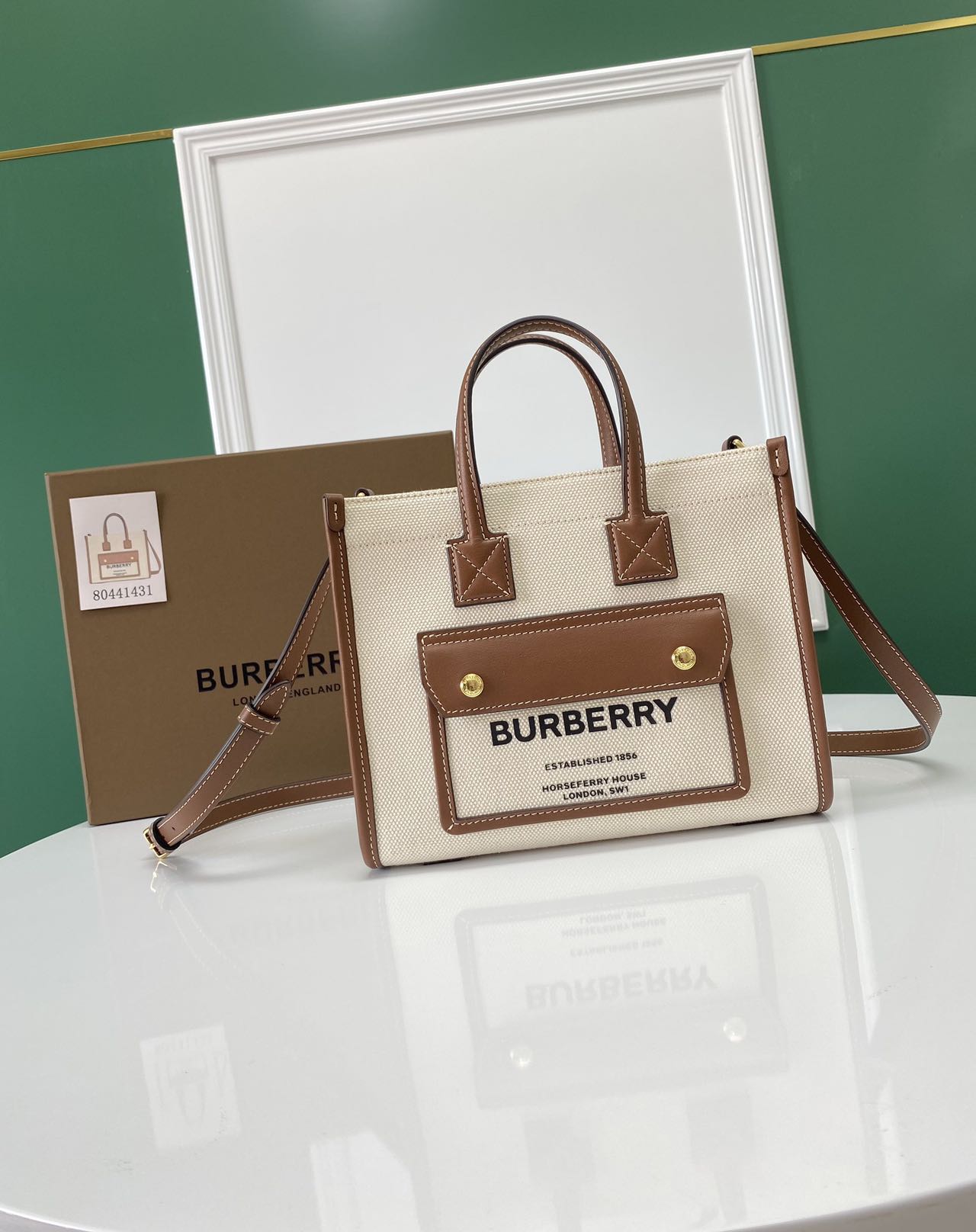 ★Burberry★Freyaキャンバス＆レザーミニバッグ