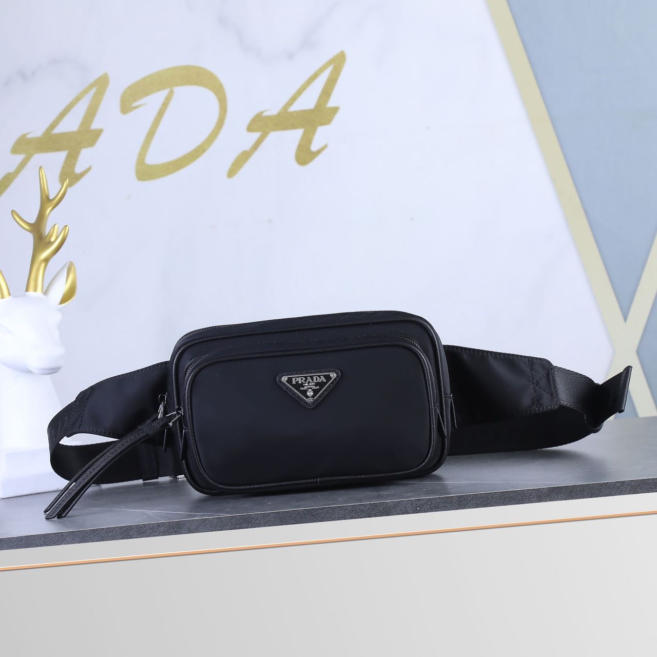 ☆PRADA プラダ ファブリックとレザー ベルトバッグ