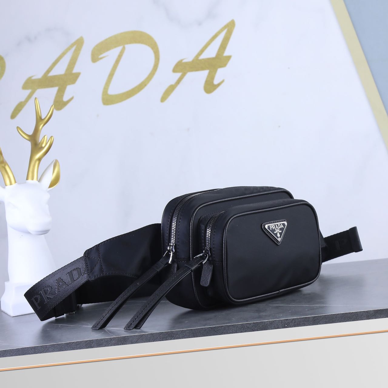 ☆PRADA プラダ ファブリックとレザー ベルトバッグ