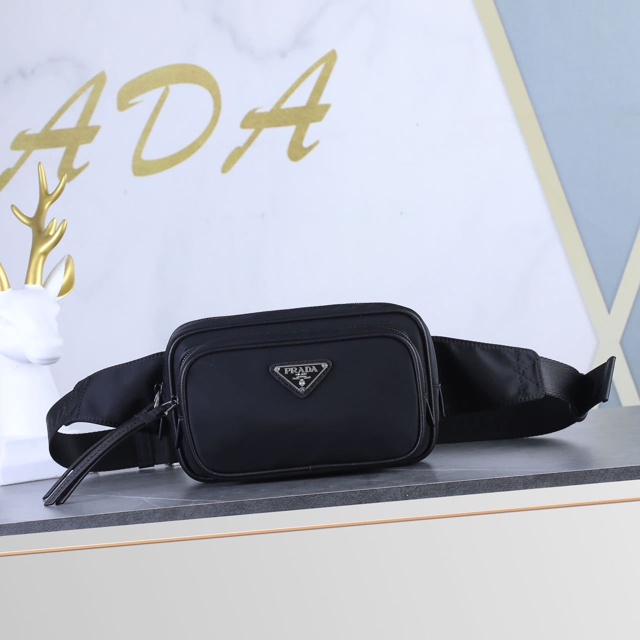 ☆PRADA プラダ ファブリックとレザー ベルトバッグ