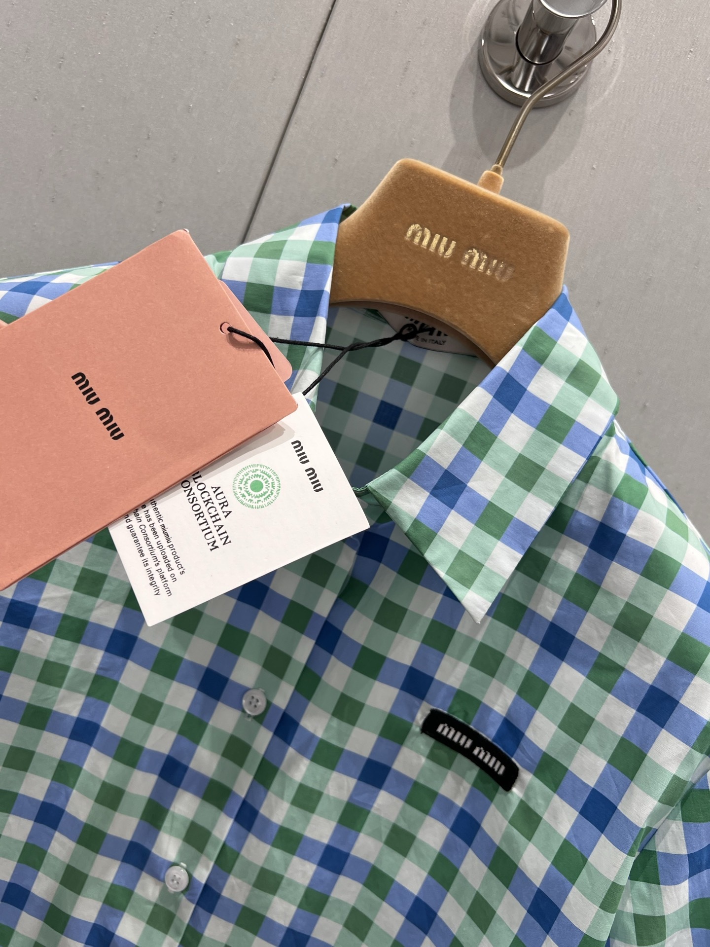 miumiu ギンガムチェック ポプリン シャツ