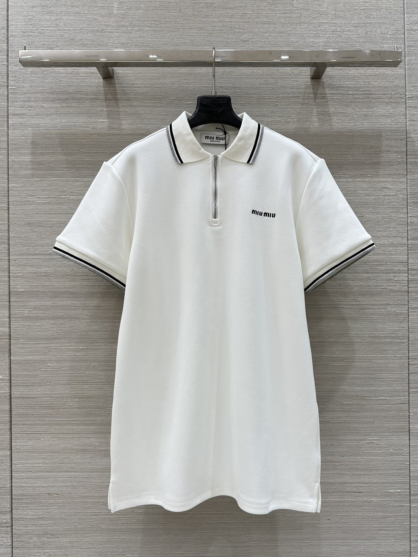 miumiu ボンデッドピケとテクニカルジャージーのドレス