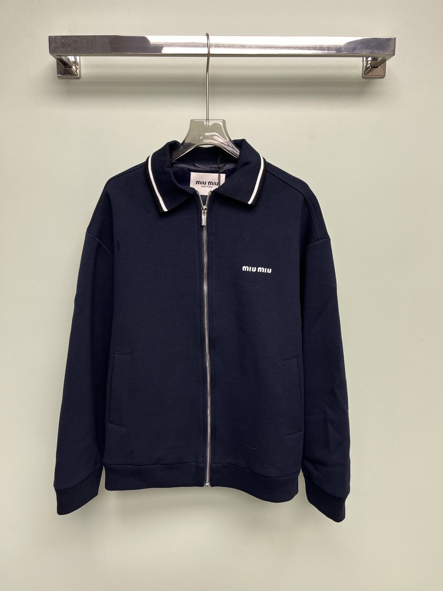 miumiu ボンデッドピケとテクニカルジャージーのブルゾンジャケット