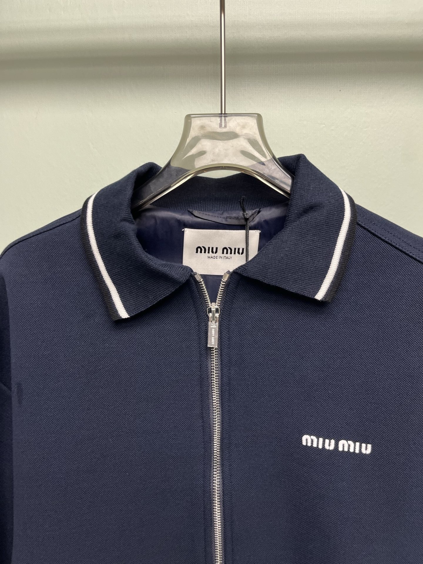 miumiu ボンデッドピケとテクニカルジャージーのブルゾンジャケット