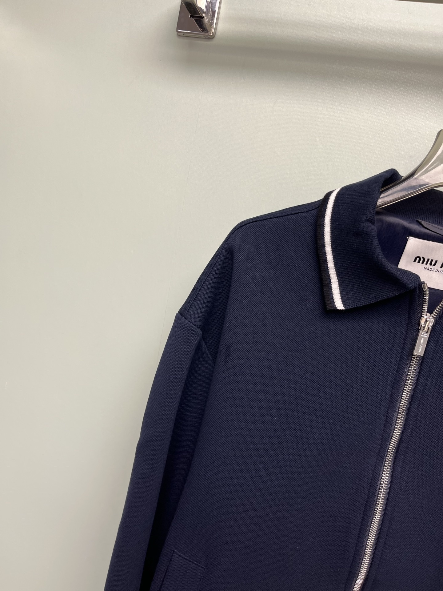 miumiu ボンデッドピケとテクニカルジャージーのブルゾンジャケット