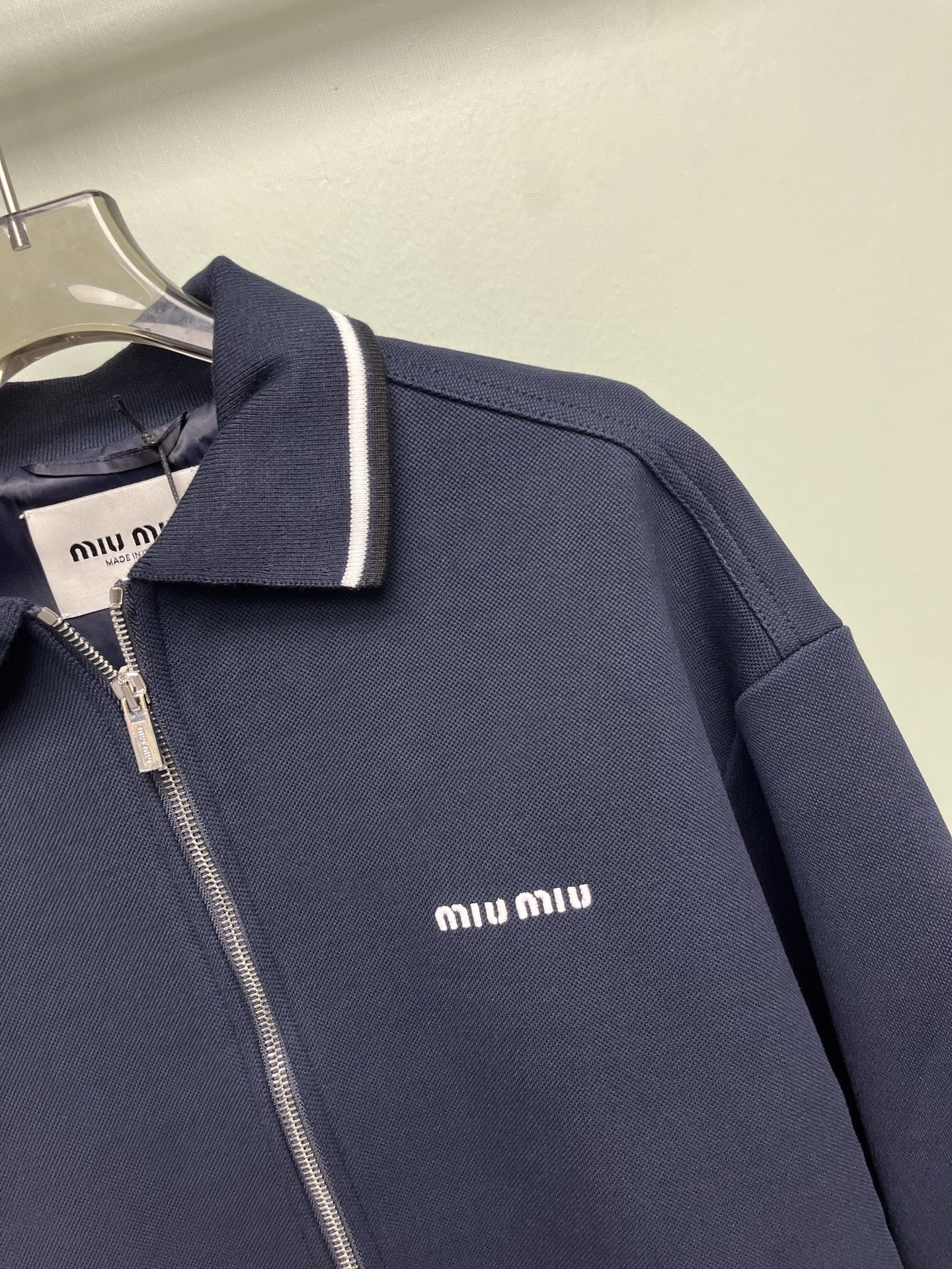 miumiu ボンデッドピケとテクニカルジャージーのブルゾンジャケット