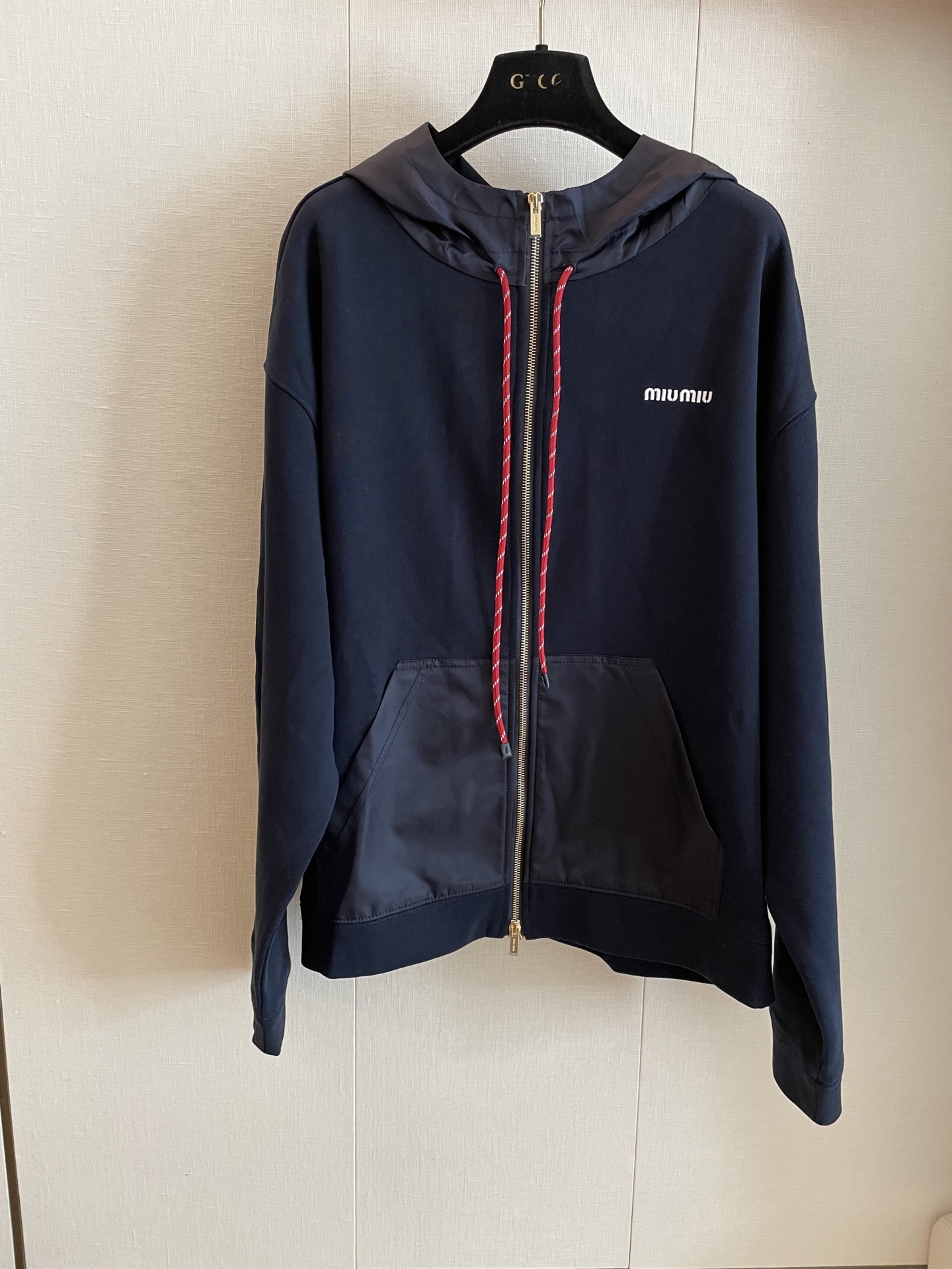 miumiu コットンフリース ジップフーディー