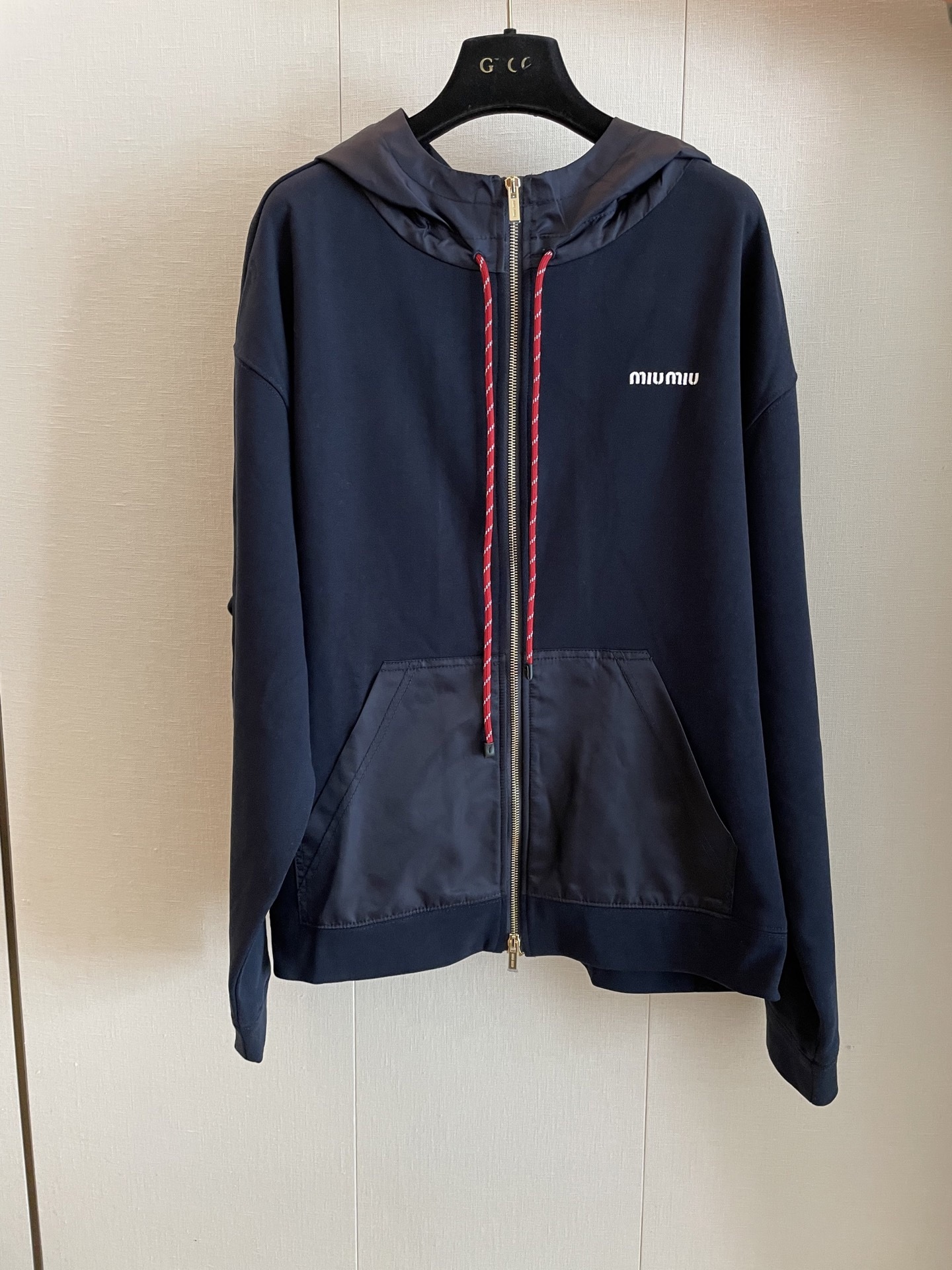miumiu コットンフリース ジップフーディー