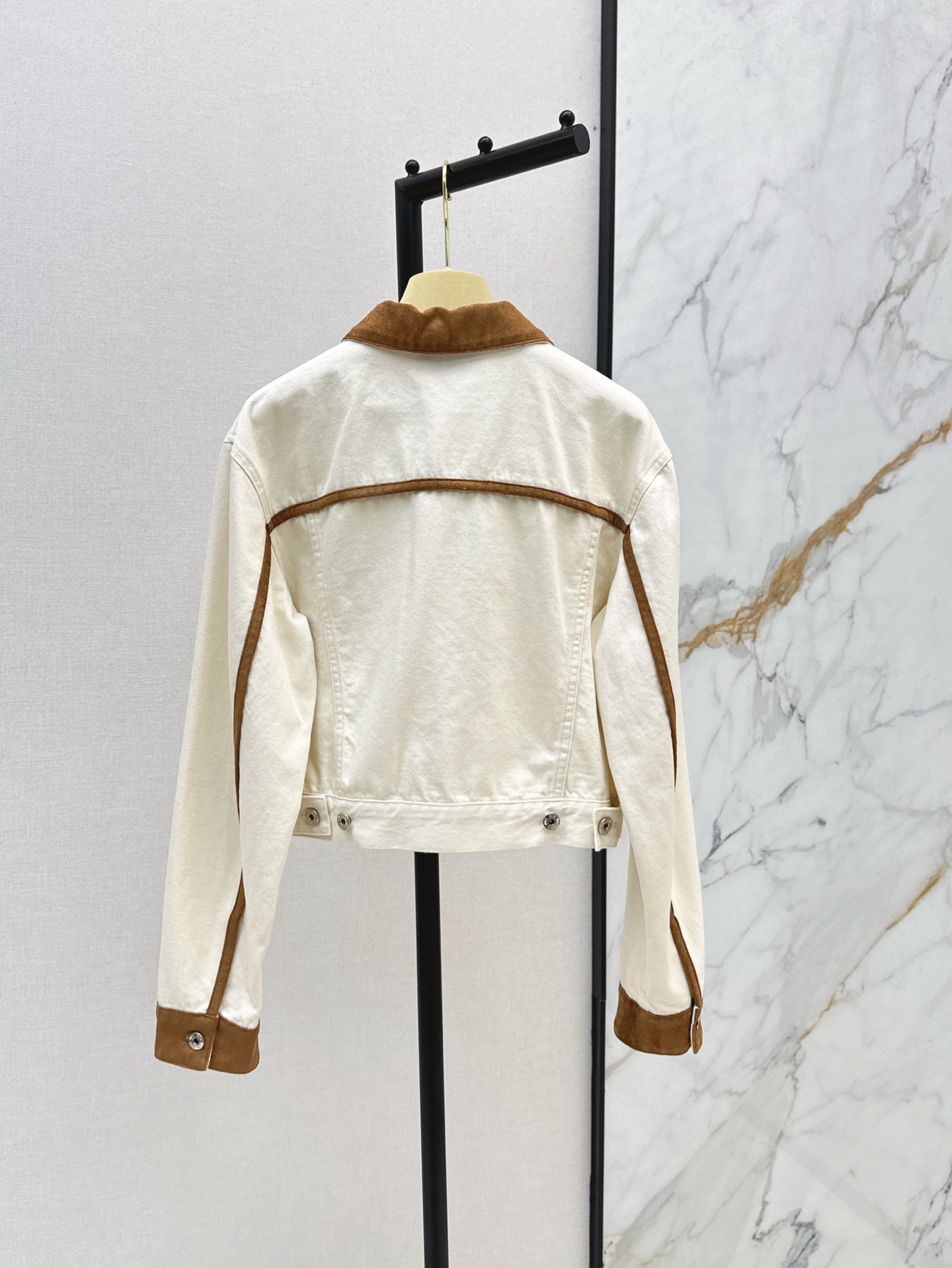 miumiu デニムとレザーのブルゾンジャケット