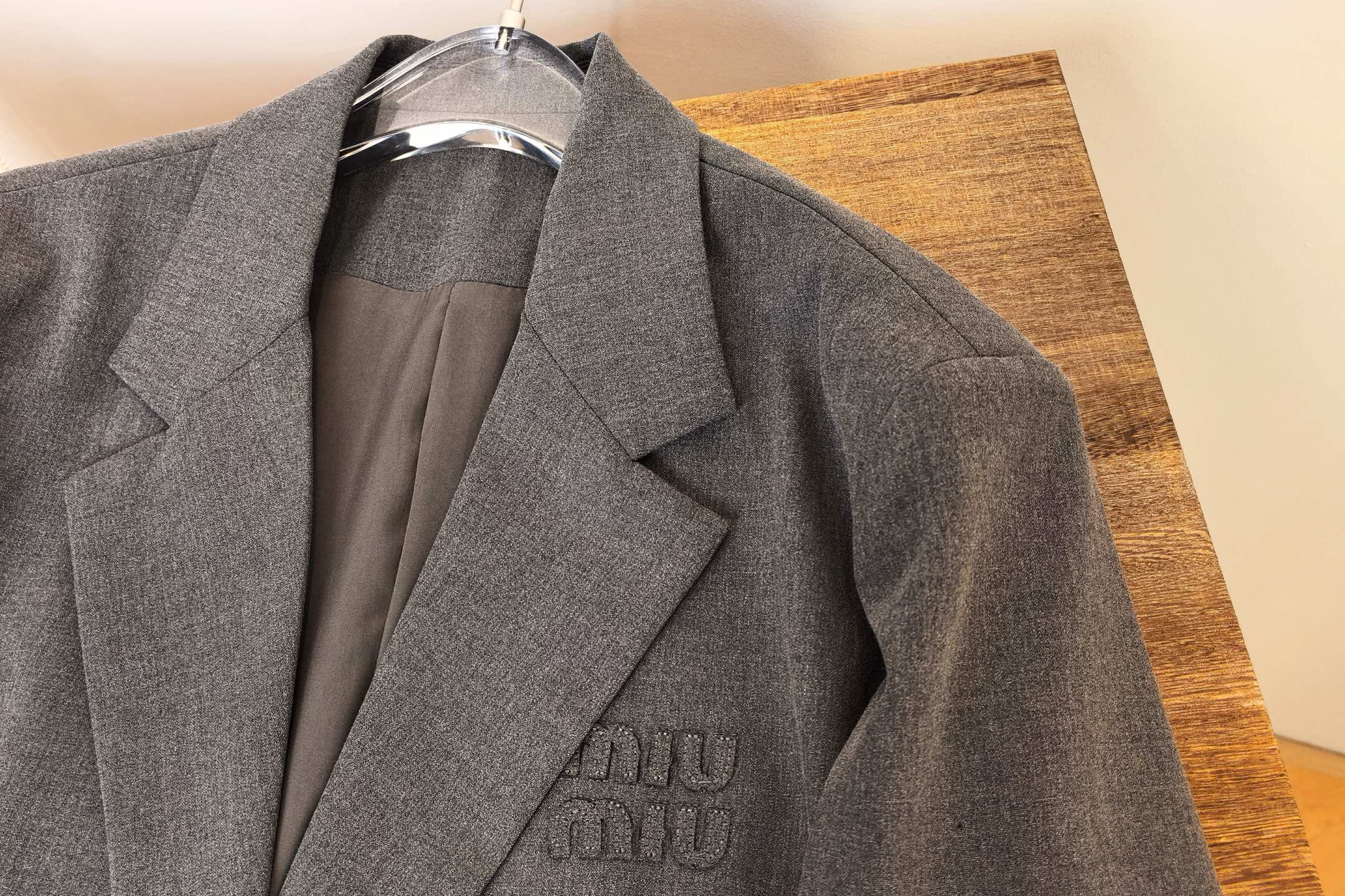 miumiu シングルブレスト ギャバジン ジャケット