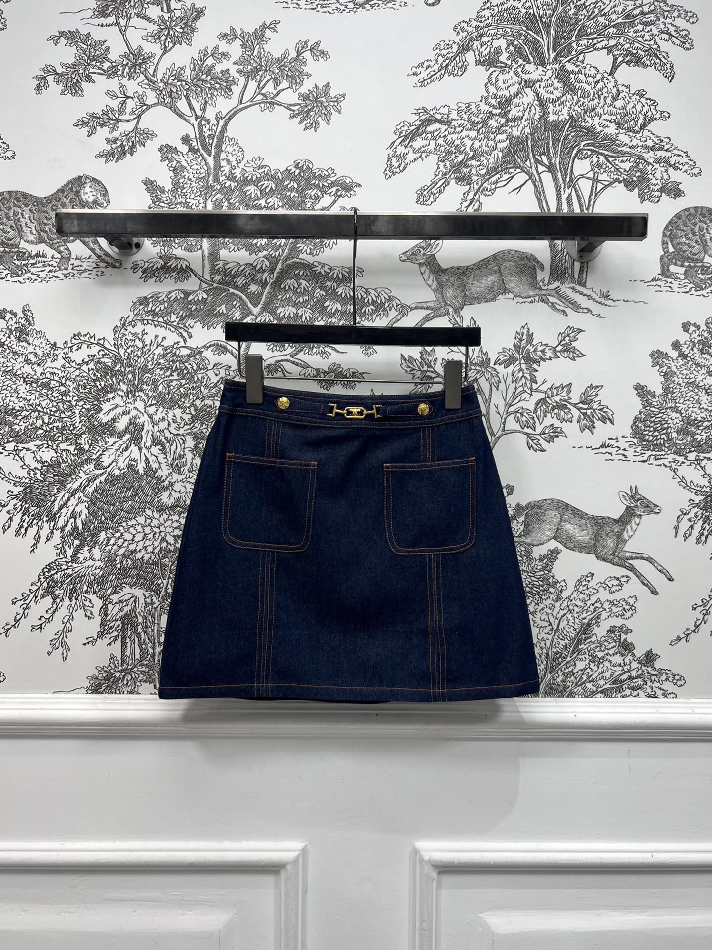 CELINE トラペーズ ミニスカート / ローウォッシュ デニム