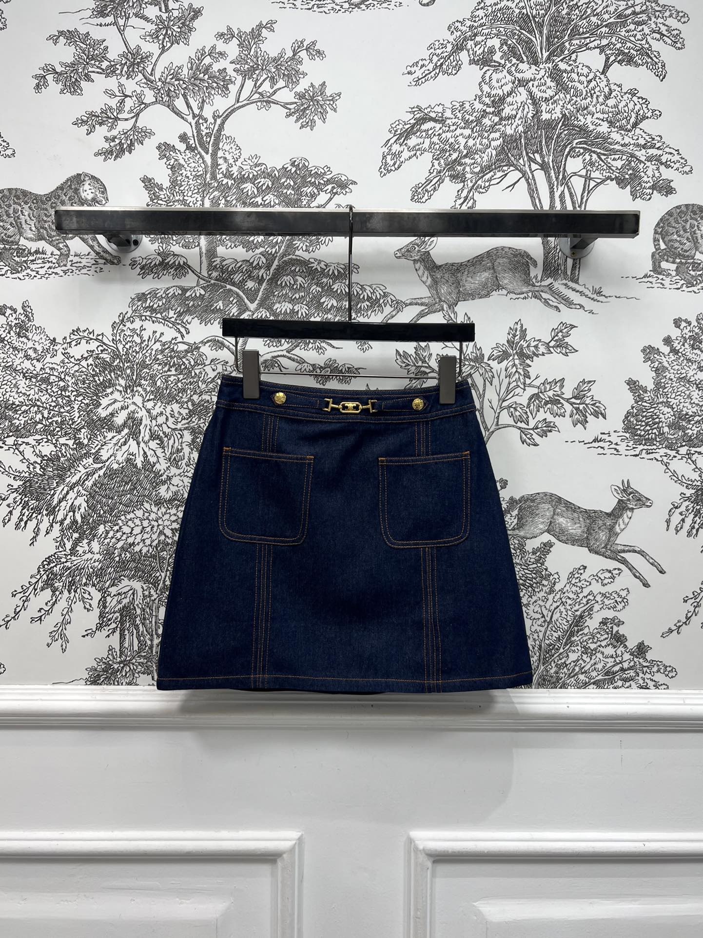 CELINE トラペーズ ミニスカート / ローウォッシュ デニム