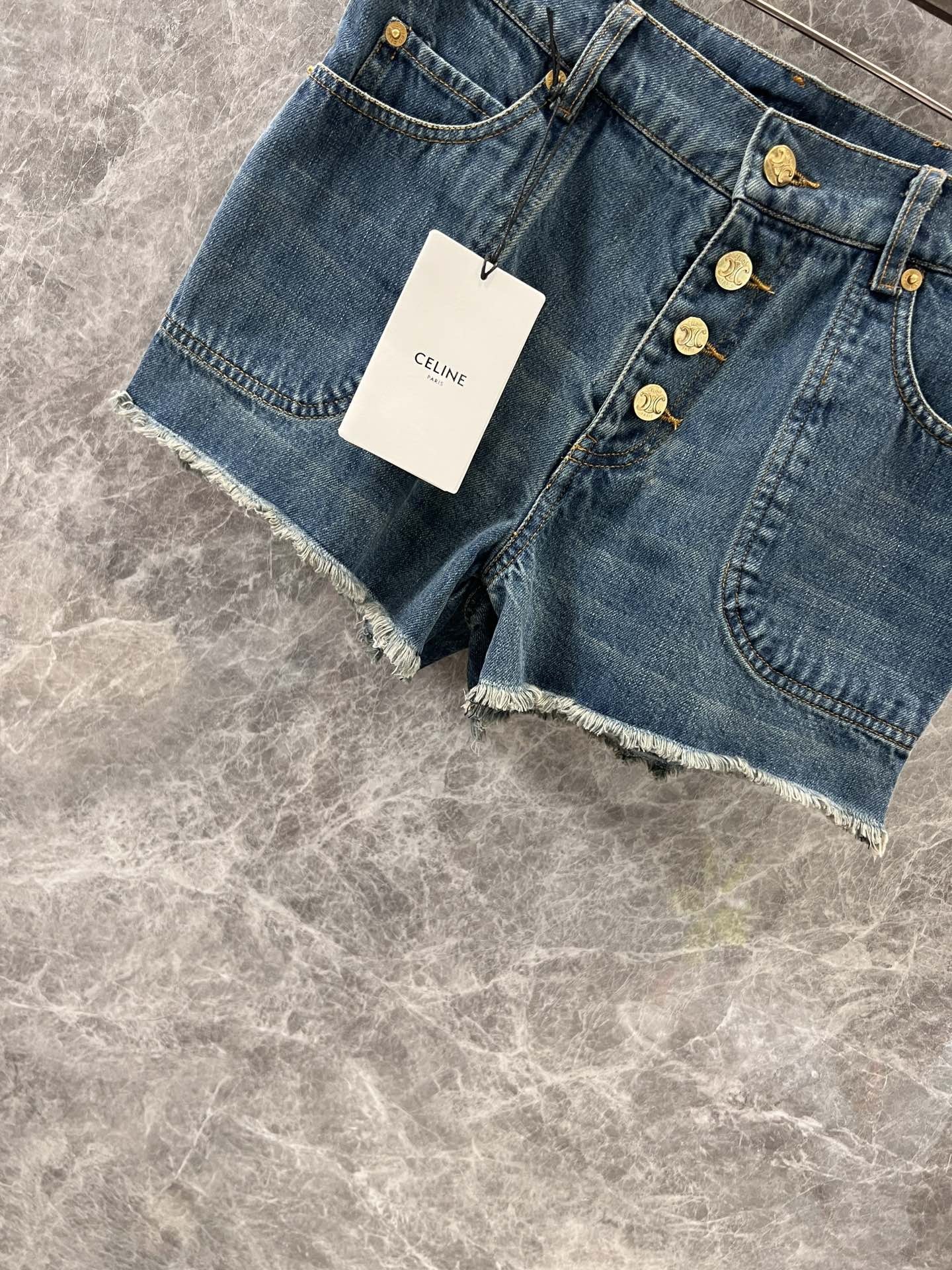 CELINE ミニショートパンツ ユニオンウォッシュ デニム