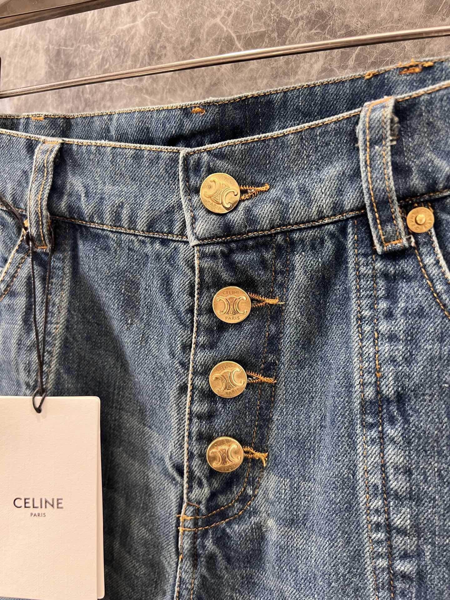 CELINE ミニショートパンツ ユニオンウォッシュ デニム