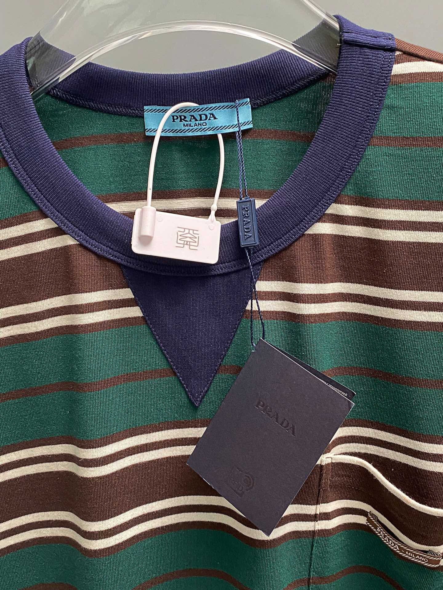 Prada ストライプ ライルコットン Tシャツ