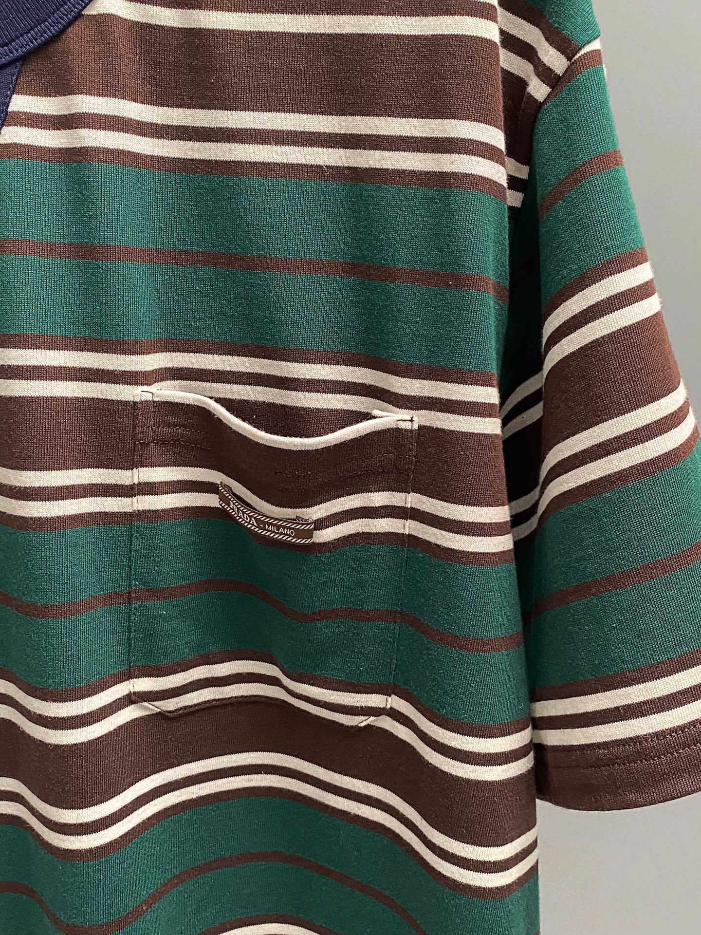 Prada ストライプ ライルコットン Tシャツ